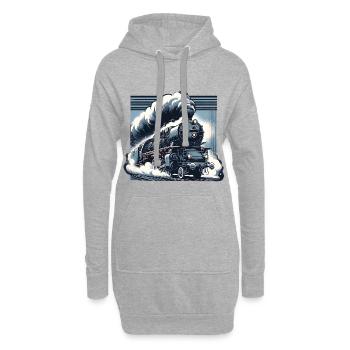 La puissance de la vapeur - Graphique d’une locomotive à vapeur - Sweat-shirt à capuche long Femme - gris chiné - Devant