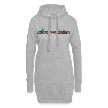 Art de lignes de basilique de la skyline de la ville de Toulouse - Sweat-shirt à capuche long Femme - gris chiné - Devant