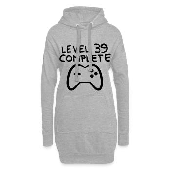 Level 39 abgeschlossen 39.Geburtstag - Hoodie-Kleid - Grau meliert - Vorne