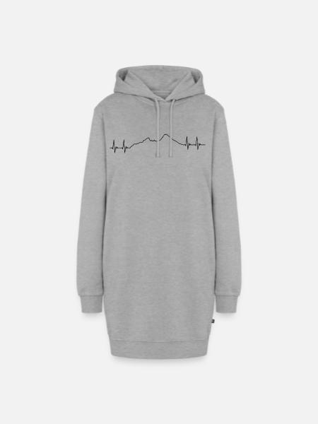 ekg watzmann, Berg, Profil, Alpen Bergsteigen puls - Hoodie-Kleid - Grau meliert
