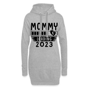 Mama loading 2023, werdende Mutter 2023 - Hoodie-Kleid - Grau meliert - Vorne