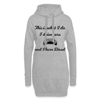 Voitures et diesels - Sweat-shirt à capuche long Femme - gris chiné - Devant