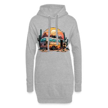Aventure en autobus scolaire - Sweat-shirt à capuche long Femme - gris chiné - Devant