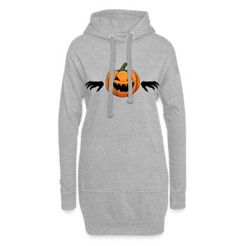 Citrouille Halloween - Sweat-shirt à capuche long Femme - gris chiné - Devant