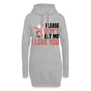 Please Don't Eat Me, I Love You 6 - Hoodie-Kleid - Grau meliert - Vorne