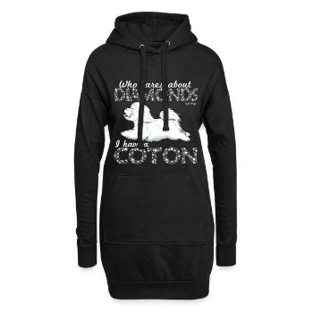 Coton De Tuléar Diamonds - Sweat-shirt à capuche long Femme - noir - Devant