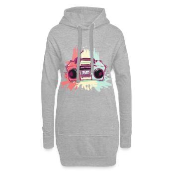 Ghetto Blaster Kassetten Recorder - Hoodie-Kleid - Grau meliert - Vorne