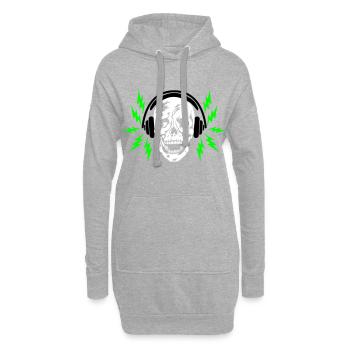 41 Totenkopf Skull Kopfhörer Blitze - Hoodie-Kleid - Grau meliert - Vorne