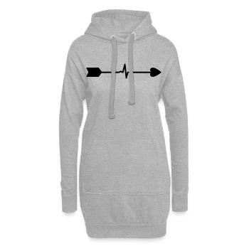 Flèche avec coeur - Sweat-shirt à capuche long Femme - gris chiné - Devant
