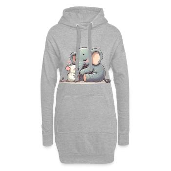Câlins d’éléphant et de souris amoureux - Sweat-shirt à capuche long Femme - gris chiné - Devant