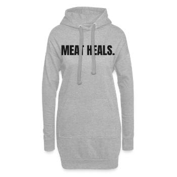 BŒUF CONSTRUIT | T-shirt Carnivore | Steak & Strength - Sweat-shirt à capuche long Femme - gris chiné - Devant