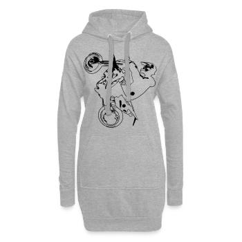 Motorrad Supermoto Stunt Wheeli Lifestyle - Hoodie-Kleid - Grau meliert - Vorne