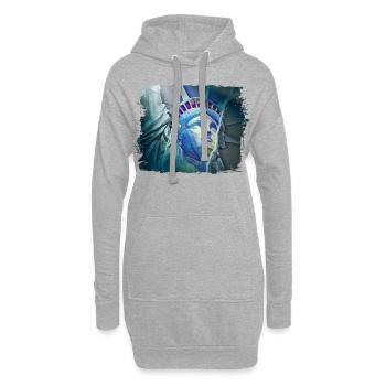 New York City NYC USA Amérique Statue de la Liberté - Sweat-shirt à capuche long Femme - gris chiné - Devant