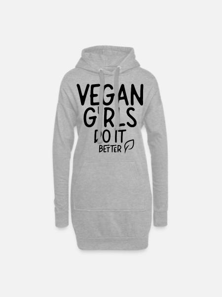 Vegane Mädchen Machen Es Besser Veganer Vegan - Hoodie-Kleid - Grau meliert
