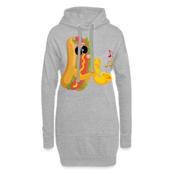 Saxophoniste Saxophone Wurst Musicien - Sweat-shirt à capuche long Femme - gris chiné - Devant
