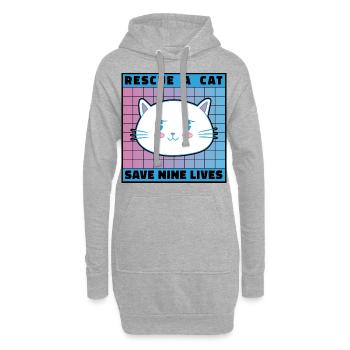 Rescue A Cat Save Nine Lives Cat Owner Animals Kit - Hoodie-Kleid - Grau meliert - Vorne
