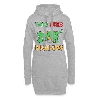 T-Rex Hates Push-Ups Liegestütze Lustig Humor - Hoodie-Kleid - Grau meliert - Vorne