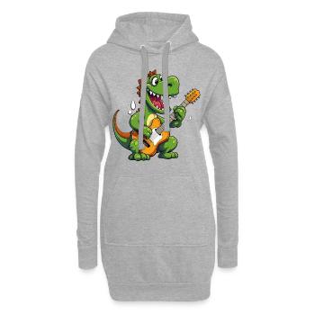 Dino E-Gitarre Gitarrist Dinosaurier Musik Band - Hoodie-Kleid - Grau meliert - Vorne