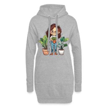 Plantes Dame Femme Fille J’aime les plantes - Sweat-shirt à capuche long Femme - gris chiné - Devant