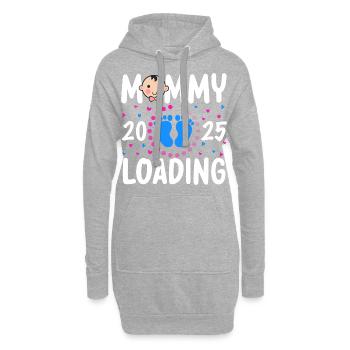 Mommy loading 2025, Mama loading 2025 - Hoodie-Kleid - Grau meliert - Vorne