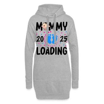 Mommy loading 2025, Mama loading 2025 - Hoodie-Kleid - Grau meliert - Vorne