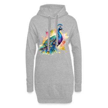 Pfau Pfauenfeder Exotisch Farbenfroh Bunt Kunst - Hoodie-Kleid - Grau meliert - Vorne