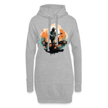 guitariste, guitariste, chanteur, musique country, vintage - Sweat-shirt à capuche long Femme - gris chiné - Devant