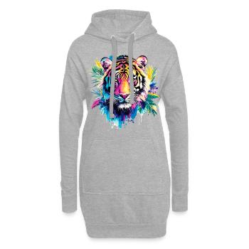 Tête de tigre Tête de tigre Prédateur Nature sauvage Art coloré - Sweat-shirt à capuche long Femme - gris chiné - Devant