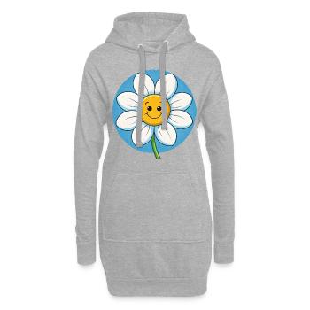 Cheerful White Daisy with Smiley Faces Pop Art - Hoodie-Kleid - Grau meliert - Vorne