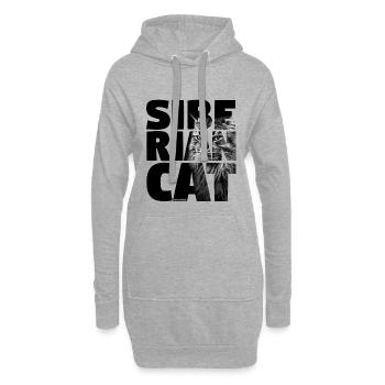 Chat Sibérien Noir - Sweat-shirt à capuche long Femme - gris chiné - Devant