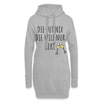 Sekt-Trinkerin Sekt-Party - Hoodie-Kleid - Grau meliert - Vorne