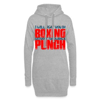 Vous battra en boxe sans lancer un coup de poing 4 - Sweat-shirt à capuche long Femme - gris chiné - Devant