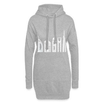 Typographie de bâtiment célèbre souvenir de Dubai skyline - Sweat-shirt à capuche long Femme - gris chiné - Devant