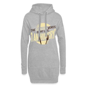 J'ai faim - Sweat-shirt à capuche long Femme - gris chiné - Devant