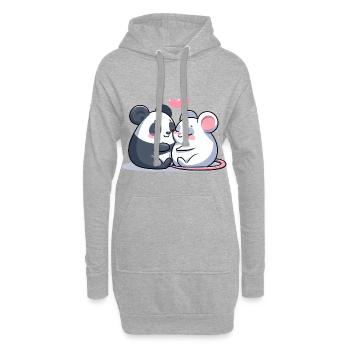 Câlins Panda Et Souris Amoureux - Sweat-shirt à capuche long Femme - gris chiné - Devant