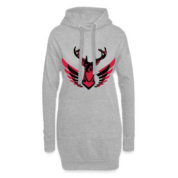 Grand cerf bien avec des ailes 2c C - Sweat-shirt à capuche long Femme - gris chiné - Devant