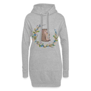 Ours au miel avec des myrtilles - Sweat-shirt à capuche long Femme - gris chiné - Devant