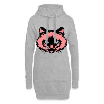 chat tete animal domestique 610 - Sweat-shirt à capuche long Femme - gris chiné - Devant