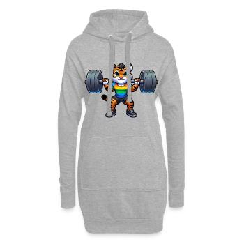 Rainbow Tiger Squatting In The Gym - Hoodie-Kleid - Grau meliert - Vorne