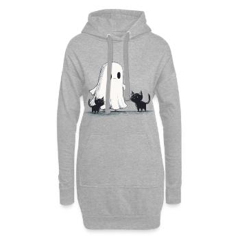 Geist Schwarze Katzen Halloween Geist - Hoodie-Kleid - Grau meliert - Vorne