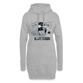 Skipperin Nautische Karte Seglerin Kapitänin - Hoodie-Kleid - Grau meliert - Vorne