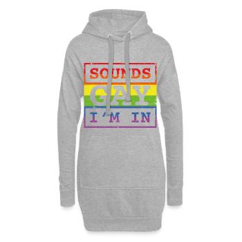 Je suis gay - Sweat-shirt à capuche long Femme - gris chiné - Devant