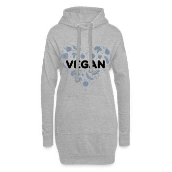 Coeur végétalien - Sweat-shirt à capuche long Femme - gris chiné - Devant