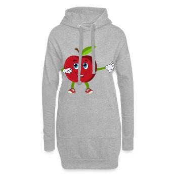 Apfel Dabbing tanzender Vegan Geschenk - Hoodie-Kleid - Grau meliert - Vorne