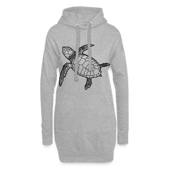 Meeresschildkröte Sea Turtle Silhouette - Hoodie-Kleid - Grau meliert - Vorne