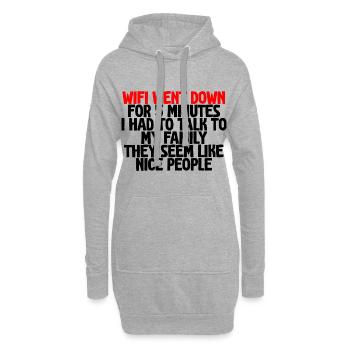 Le wifi est tombé en panne pendant 5 minutes - Sweat-shirt à capuche long Femme - gris chiné - Devant