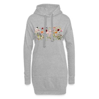 Wilde Blumenwiese – Natürliche Aquarellblüten - Hoodie-Kleid - Grau meliert - Vorne