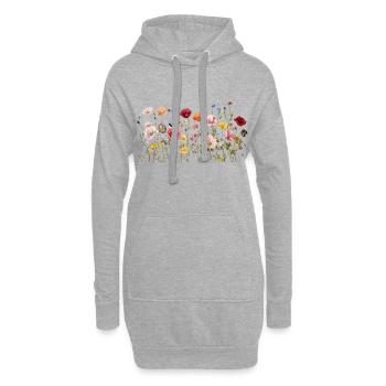 Prairie de fleurs sauvages – Fleurs d’aquarelle naturelles - Sweat-shirt à capuche long Femme - gris chiné - Devant