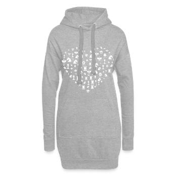 Schach Figuren Herz Läufer Turm Spieler Geschenk - Hoodie-Kleid - Grau meliert - Vorne