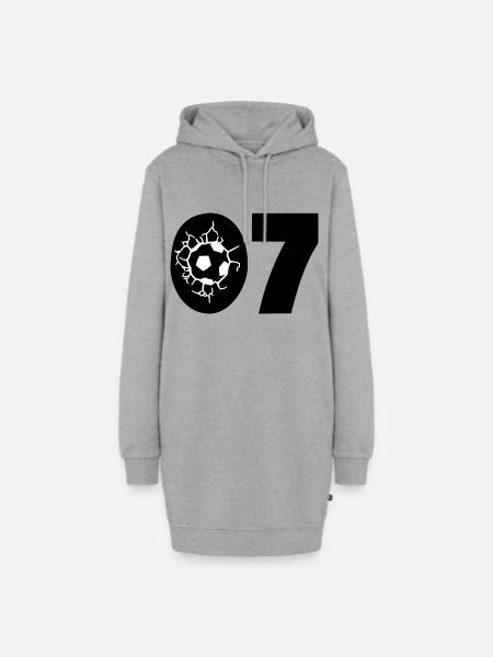 Fussball Trikot Nummer 07 - Hoodie-Kleid - Grau meliert